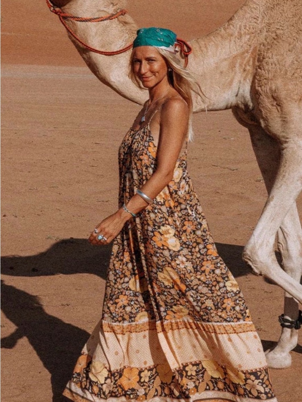 Spell Floral Maxi Dress Hibiscus Lane Strappy   Midi Dress